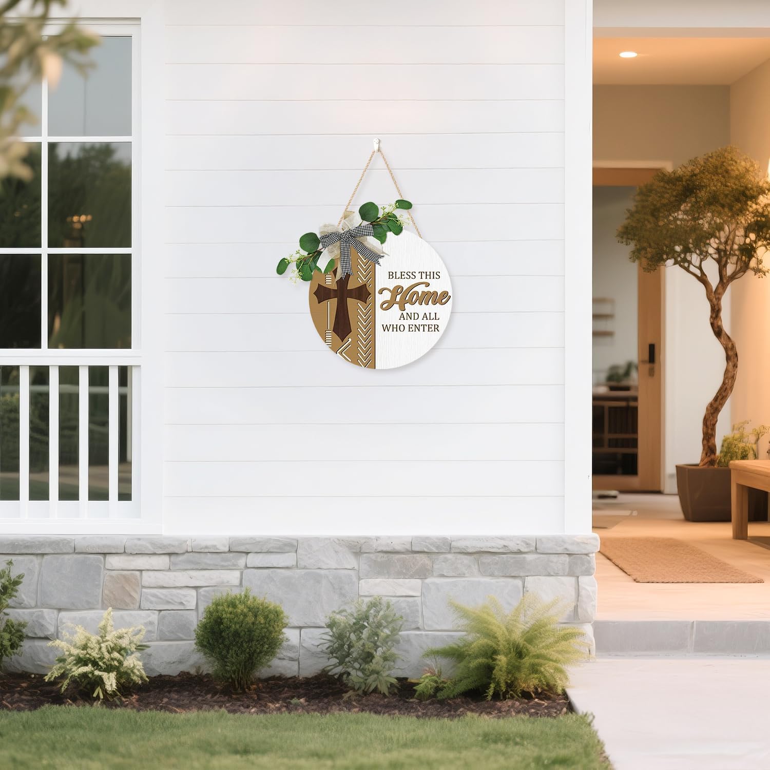 CHDITB Boho Bless This Home Front Door Sign Wreath(12"x12") - Image 4