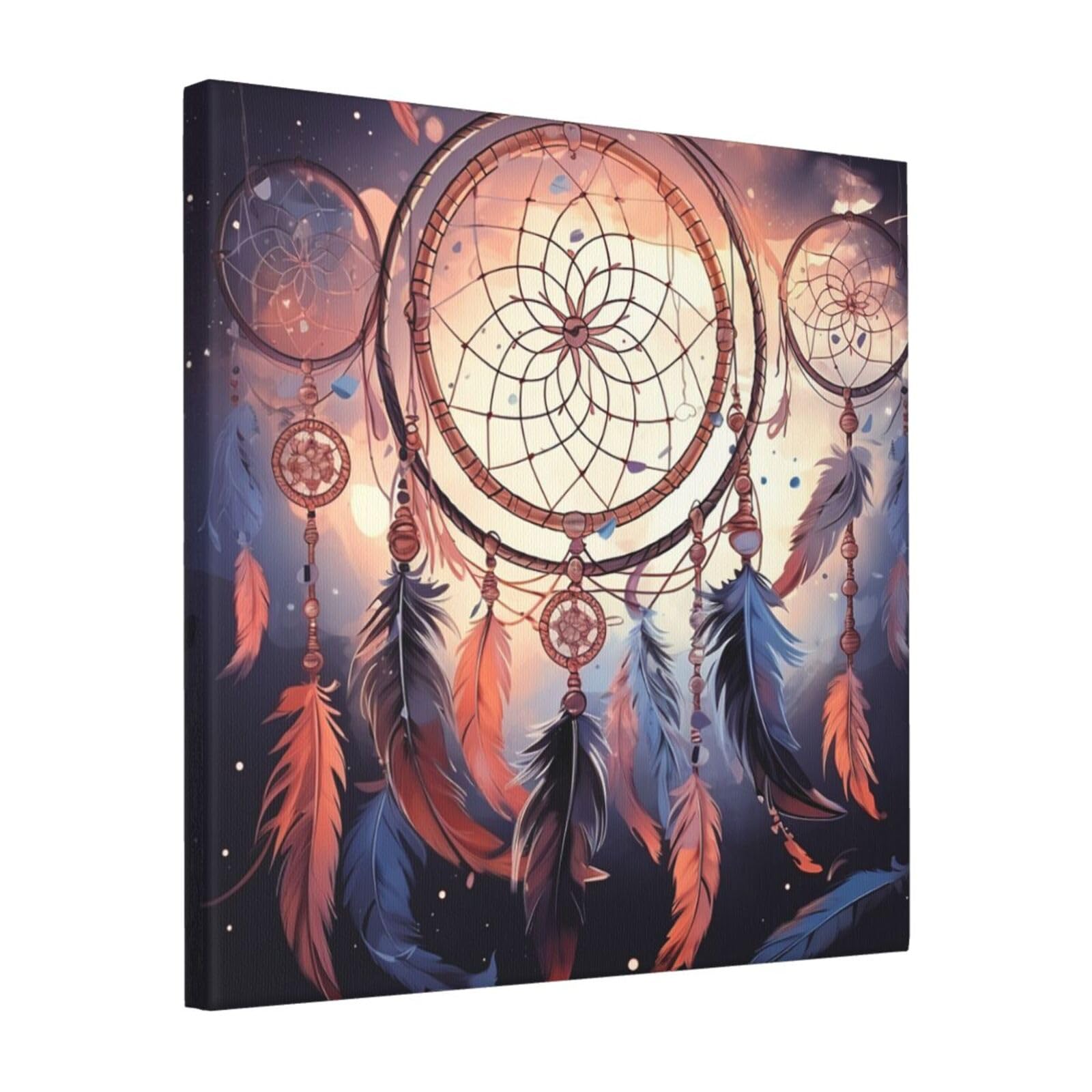 KLOPH Native American Dream Catcher Canvas Wall Art for Living Room 16"x16" Modern Artwork Painting for Bathroom Hanging Canvas Prints Aesthetic Wallart for Bedroom Kitchen Office Wall Decor