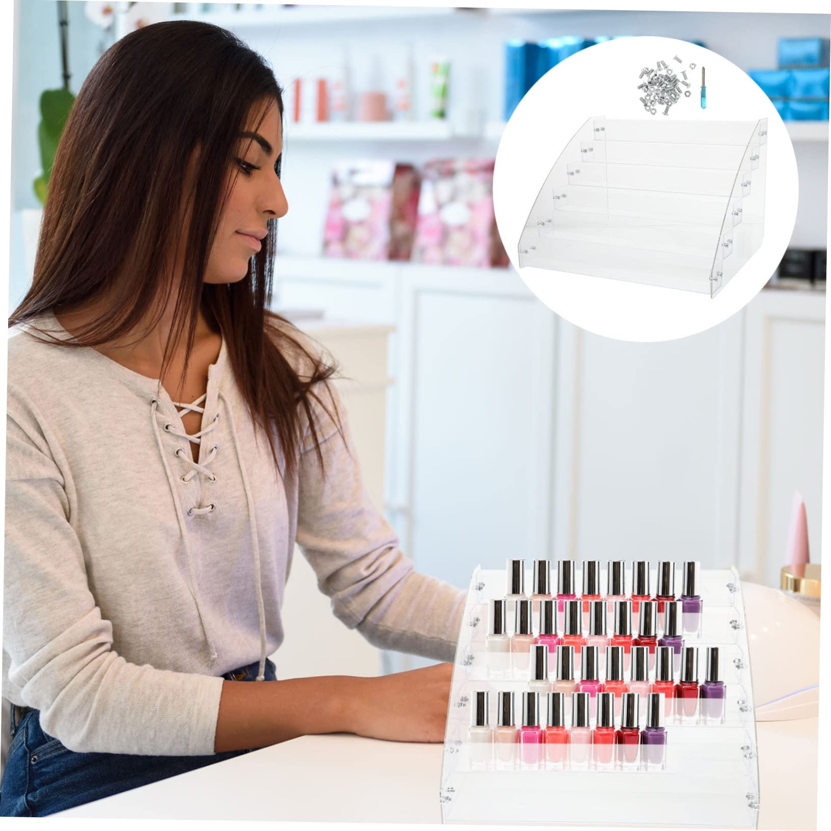 MAGICLULU 1Pezzi Espositore Acrilico Trasparente Strati Per Organizer Rack Stoccaggio Per Cosmetici e Oggetti Per Ufficio e Casa