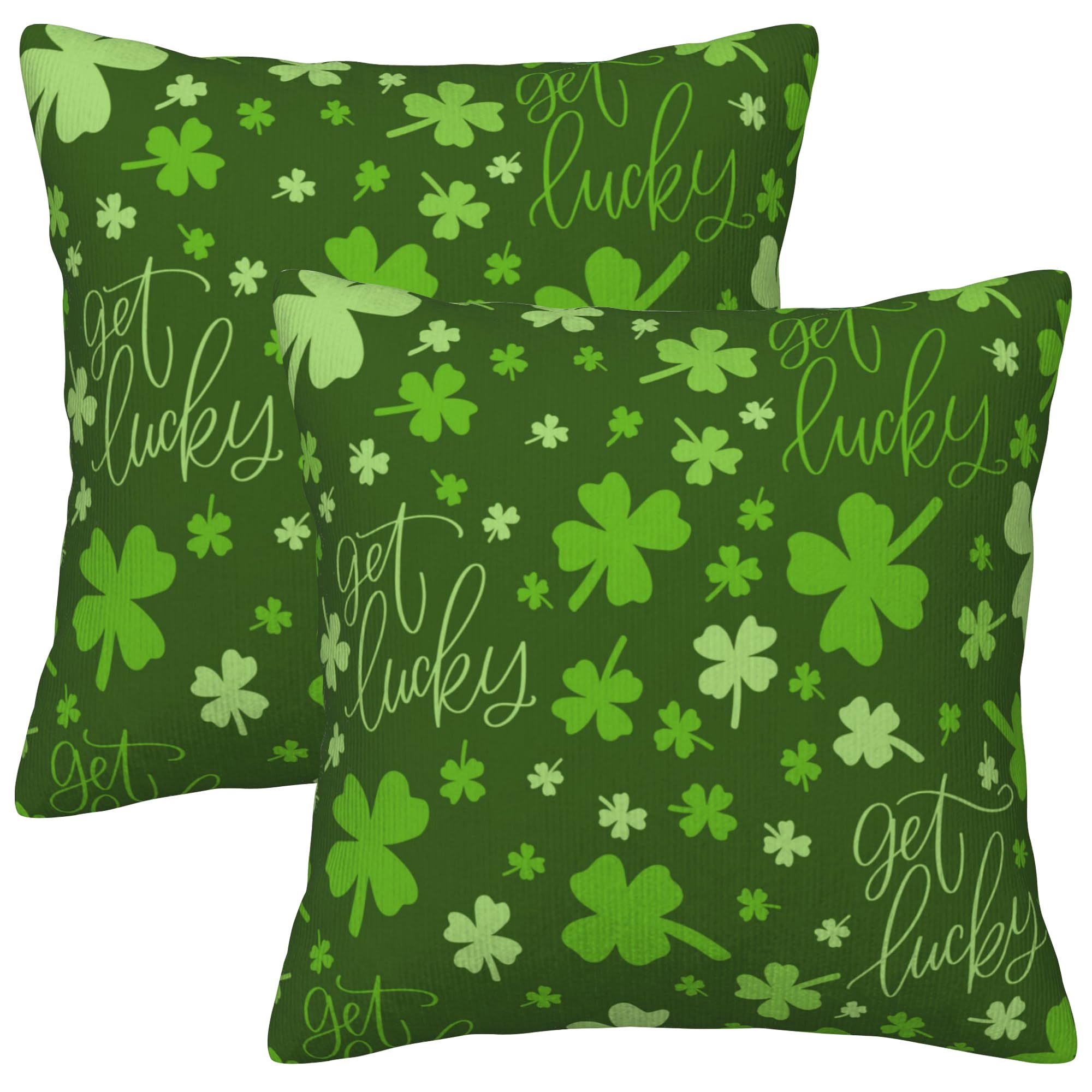 Gnhkmw St. Patrick's Day Clovers Pillow Covers 18X18, Green Shamrocks Get Lucky Decorative Throw Pillow Covers, Saint Patrick's Pillowcase Cushion