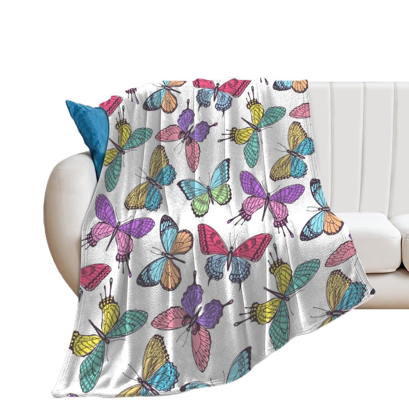 Couverture polaire haut de gamme en flanelle douce au motif papillon