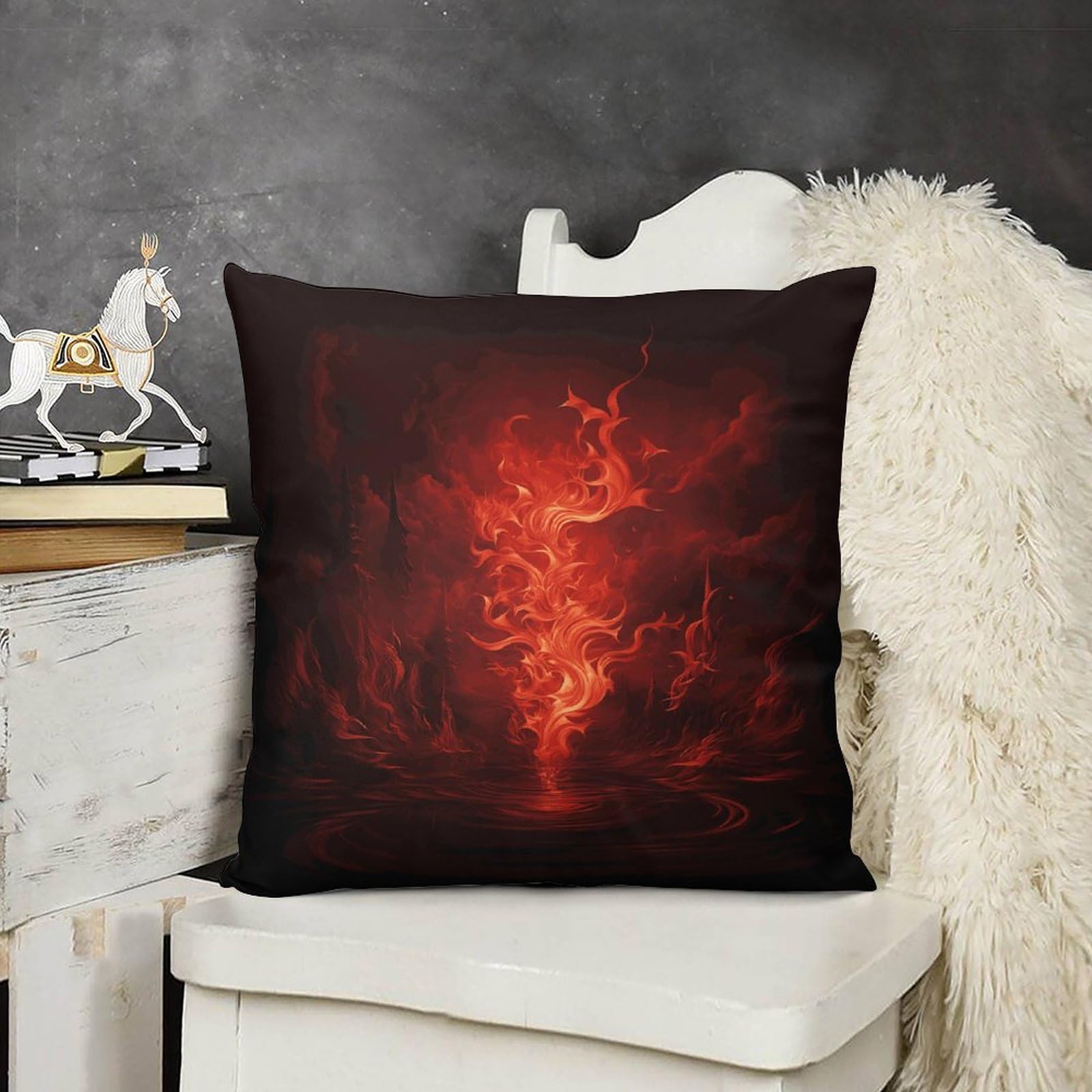 FodPand Decorative Red Flame Throw Pillow Covers 26x26 Soft Plush Cozy Cushion Cases with Invisible Zipper Body Pillowcase Square Accent Pillow Shams for Couch Sofa Bedroom Living Room