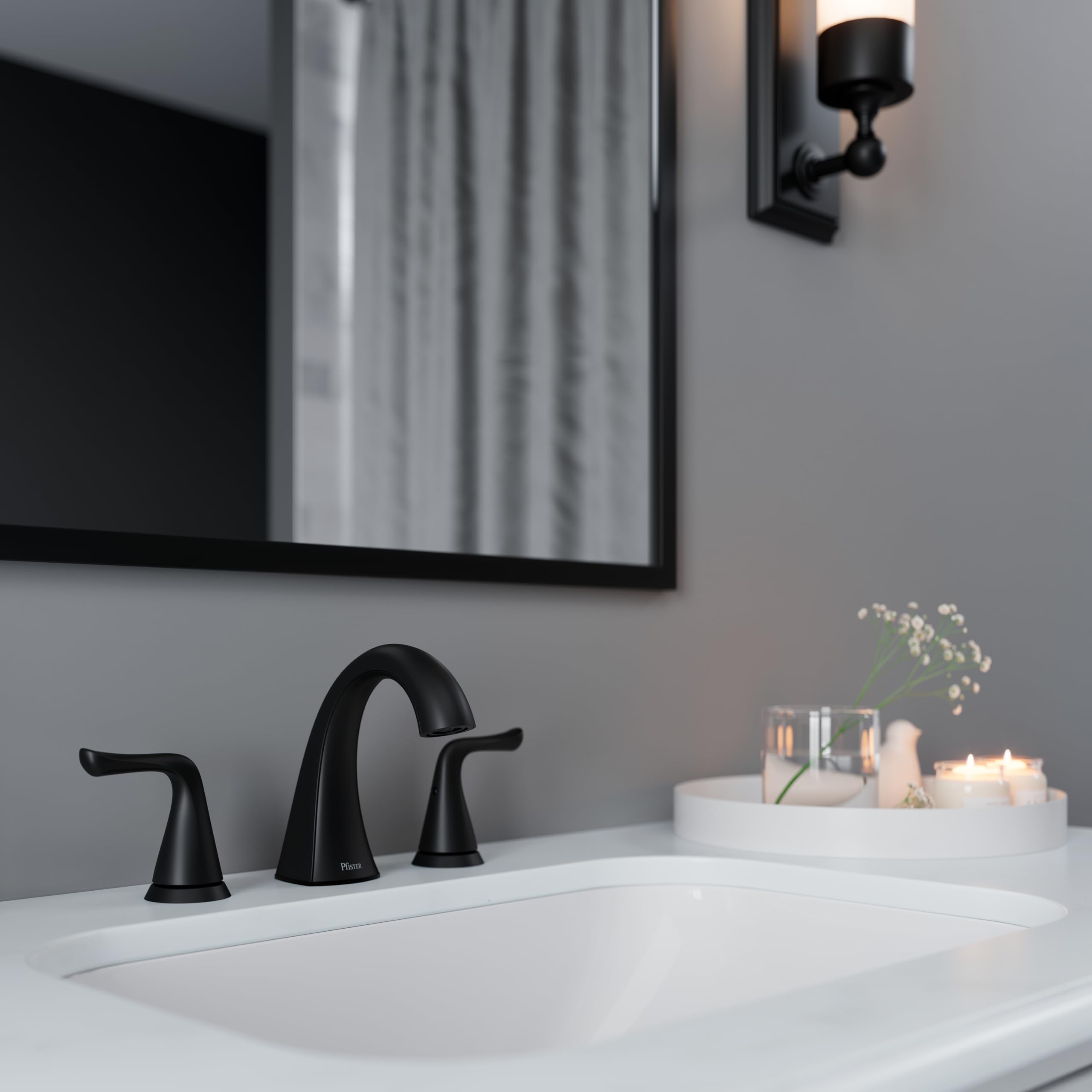 Pfister Willa Bathroom Sink Faucet, 8-Inch Widespread, 2-Handle, 3-Hole, Spot Defense Matte Black Finish, LF049MALSDB - Image 2