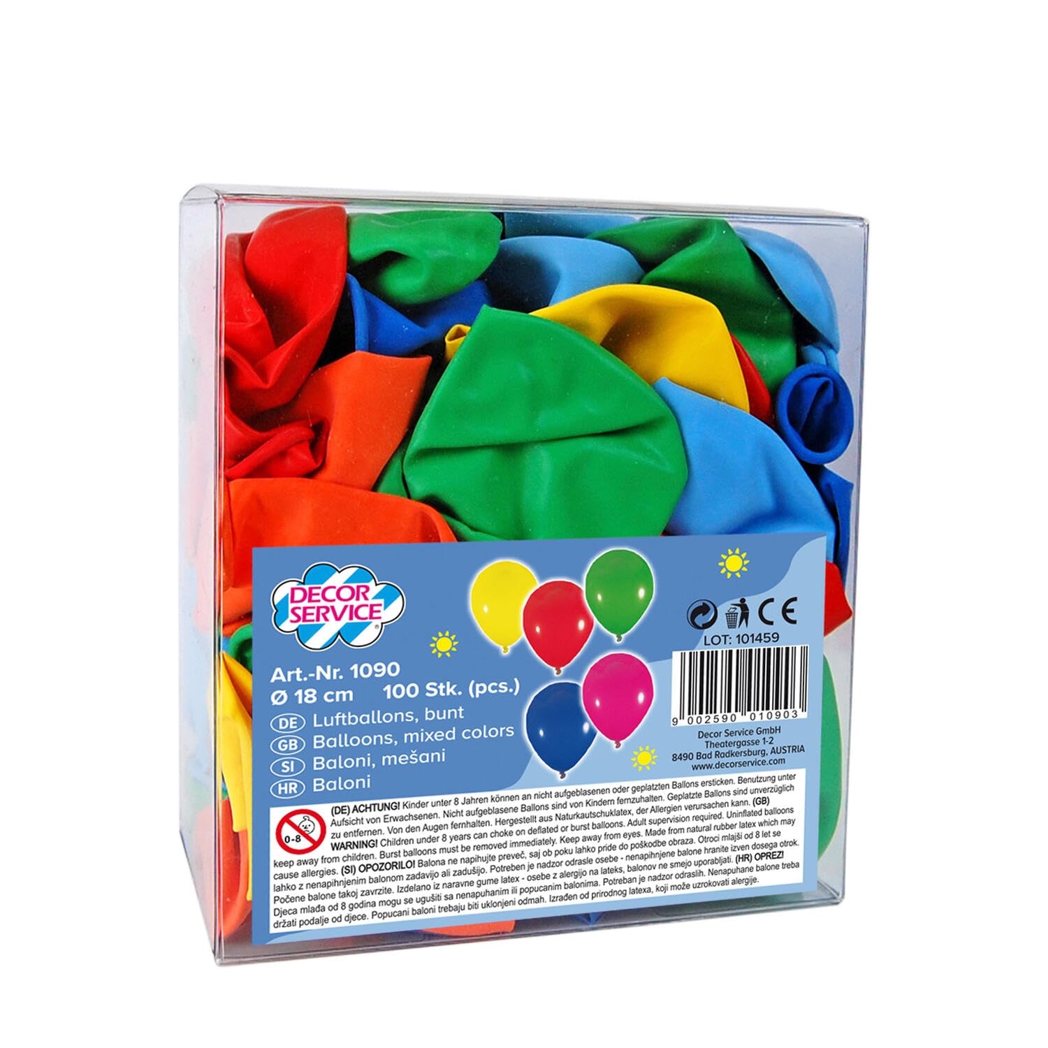 600x Luftballons Bunt Ø18cm - Mehrere Gemischt - Naturkautschuklatex - Luft- und Heliumfüllung Möglich