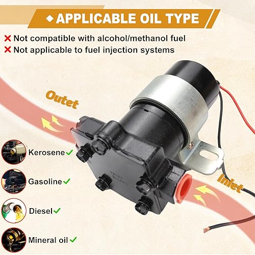 Miniatura 4 de USTAR Bomba de combustible eléctrica de 110 GPH de 14 PSI Sustituye 12-802-1 Uso Multifuncional Fácil de Instalar Confiable (110 GPH)