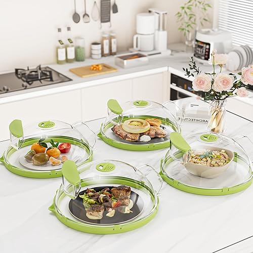 Miniatura 8 de Cubierta para salpicaduras de microondas, retención de calor, cubierta transparente de alimentos para microondas de 10 pulgadas con vaporizador de