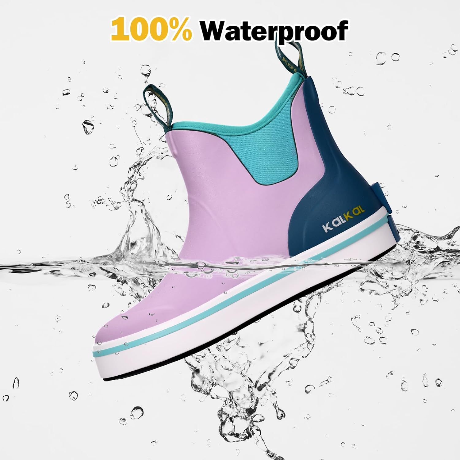 Kalkal Women's Deck Boots, Anti-Slip Deck Boots, Lightweight Fishing Boot for Women, Waterproof Ankle Rubber Rain Boot for Boating, Camping, Farming & Outdoor Work (Size 5-11) - Image 4