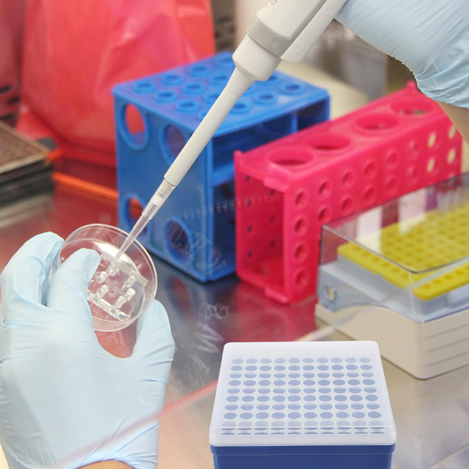CALLARON Scatola di immagazzinaggio riutilizzabile delle provette di prova dei fori dello scaffale 100 del tubo della centrifuga da 5ml per campionamento chimico
