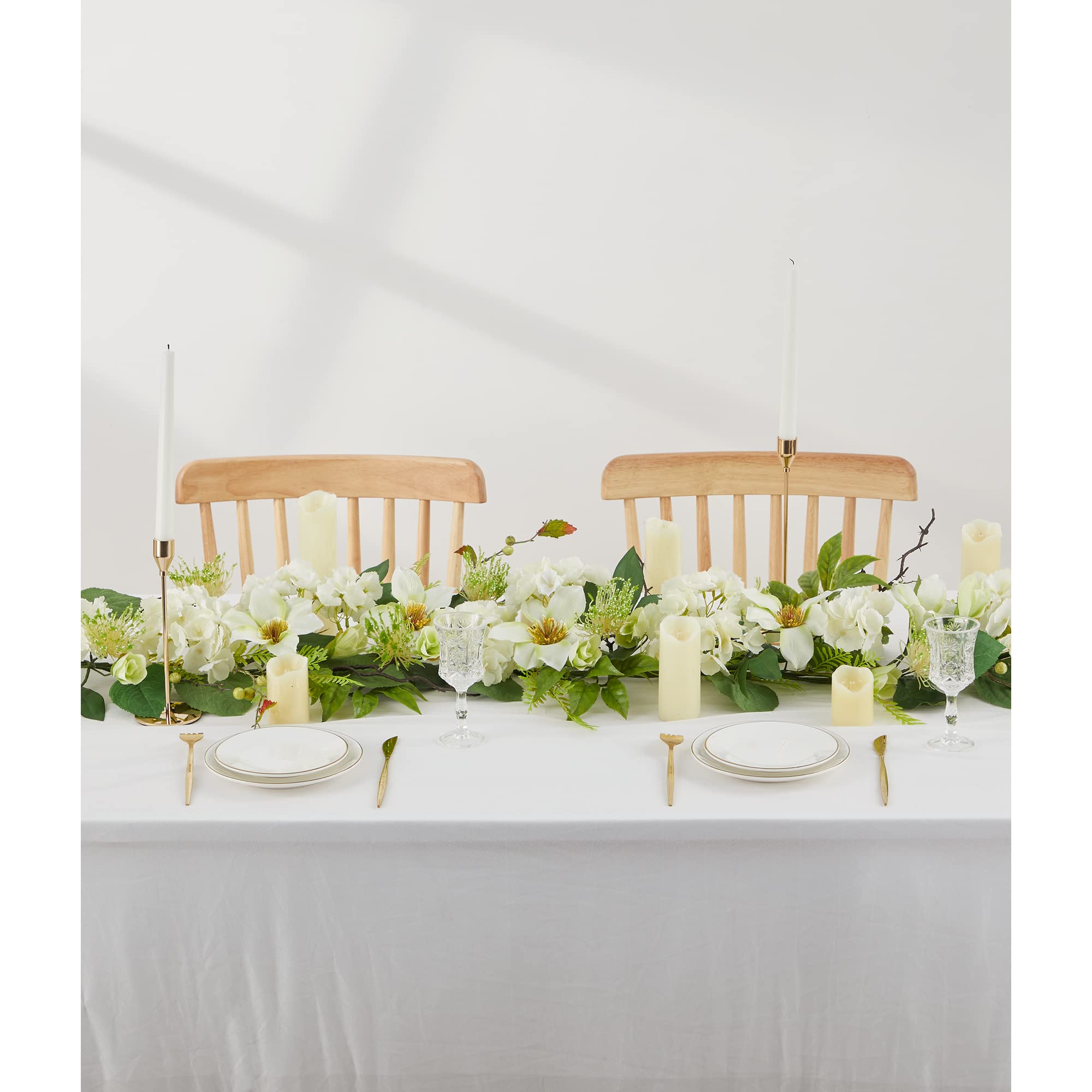 Ting's time 1.8 m Eukalyptus-Girlande mit Blumen, künstliche Blumen, grüne Girlande, Hochzeit, Hintergrund, Bogen, hängende Pflanze für Tischläufer, Party-Dekorationen (elfenbeinfarben)