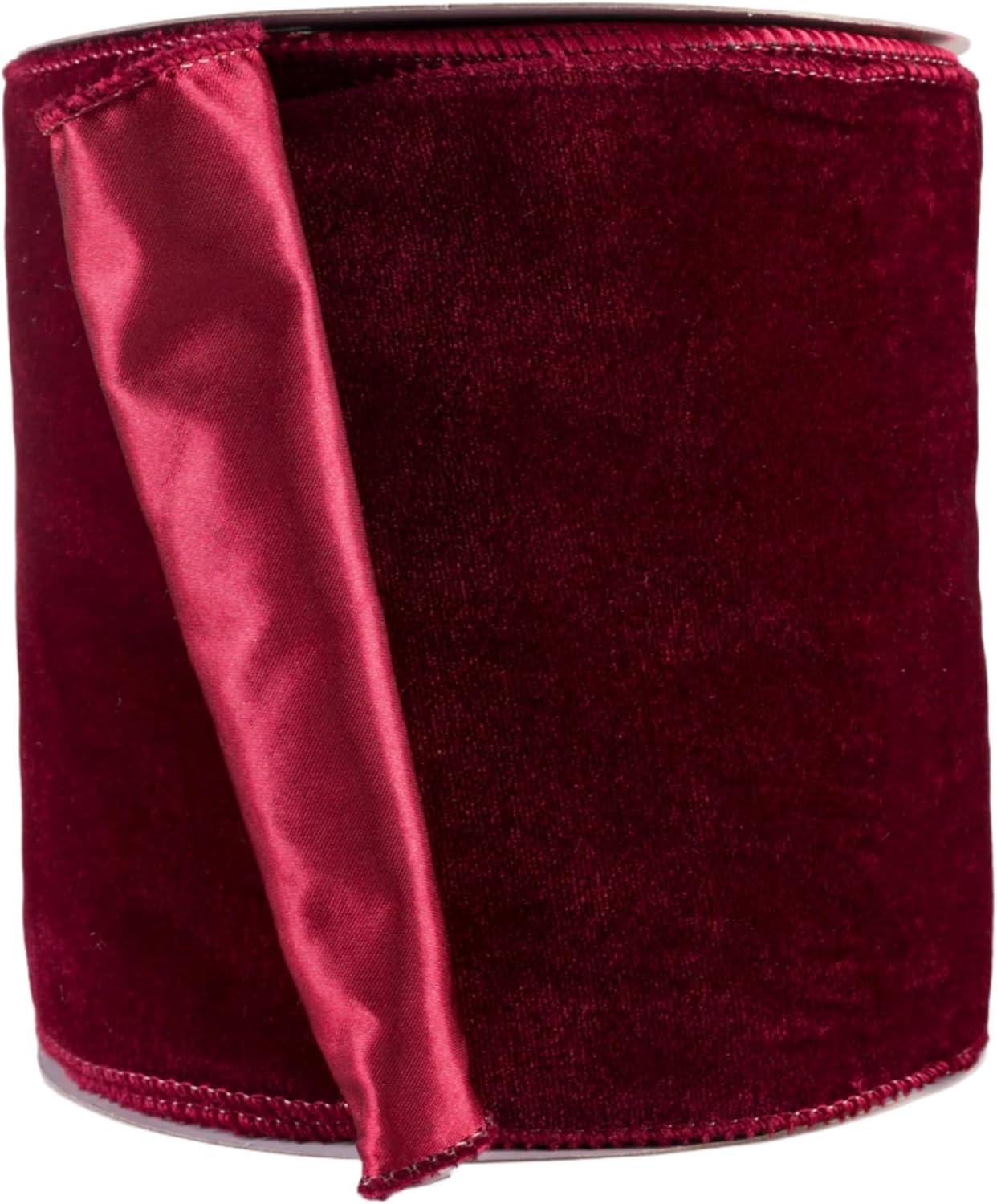 Meseey 10 Yards Double-Faced Velvet Wired Ribbon -Luxury Velvet Ribbon with Wired Edge for Christmas Tree Decor, Wreath Making, Gift Wrapping & Holiday Party Supplies(Burgundy, 4 Inch)
