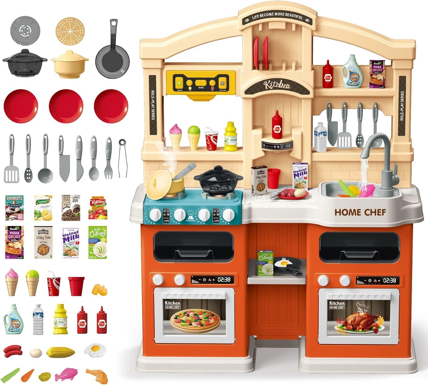 ARIA 922-131 Tlaented Chef Kitchen Play Set 77 Pcs Variety of Accessories Circular Arc Design Light & Sound with Spray Function & Boiling Water Function Play Set for Kids. (B0D5HV9P9Y) Amazon Price History, Amazon Price Tracker