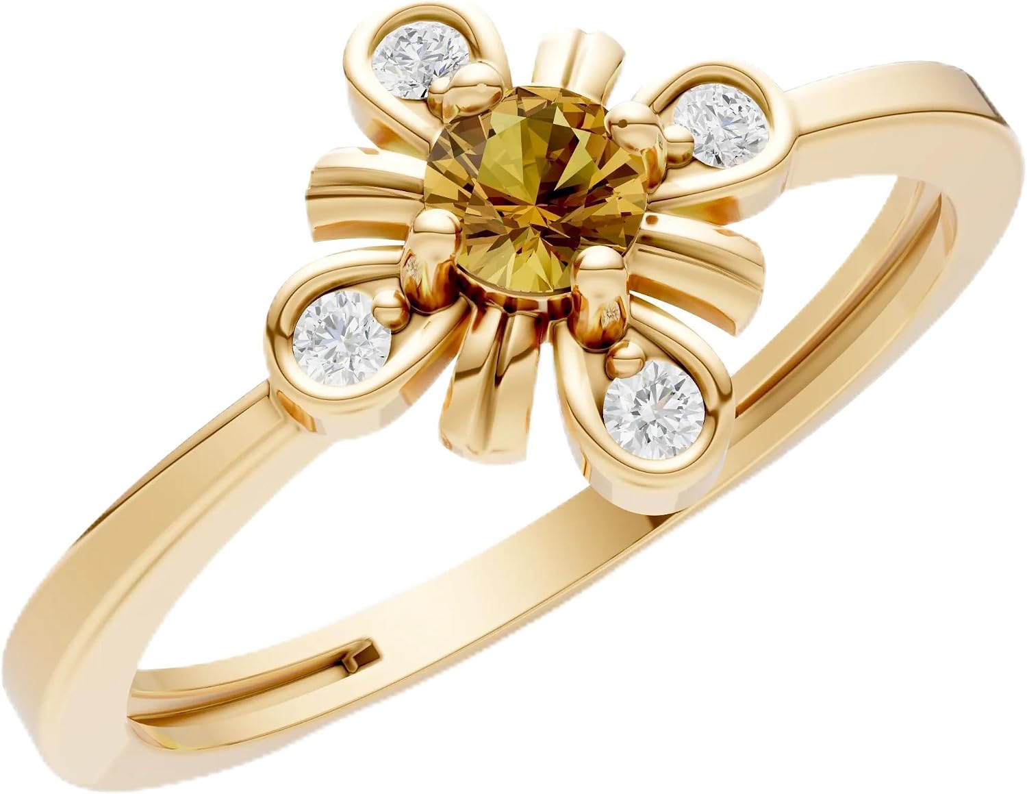 PEORA Round Cut Citrine Stackable Band Available in Solid 10K, 14K or 18K Ring – White, Yellow or Rose Gold