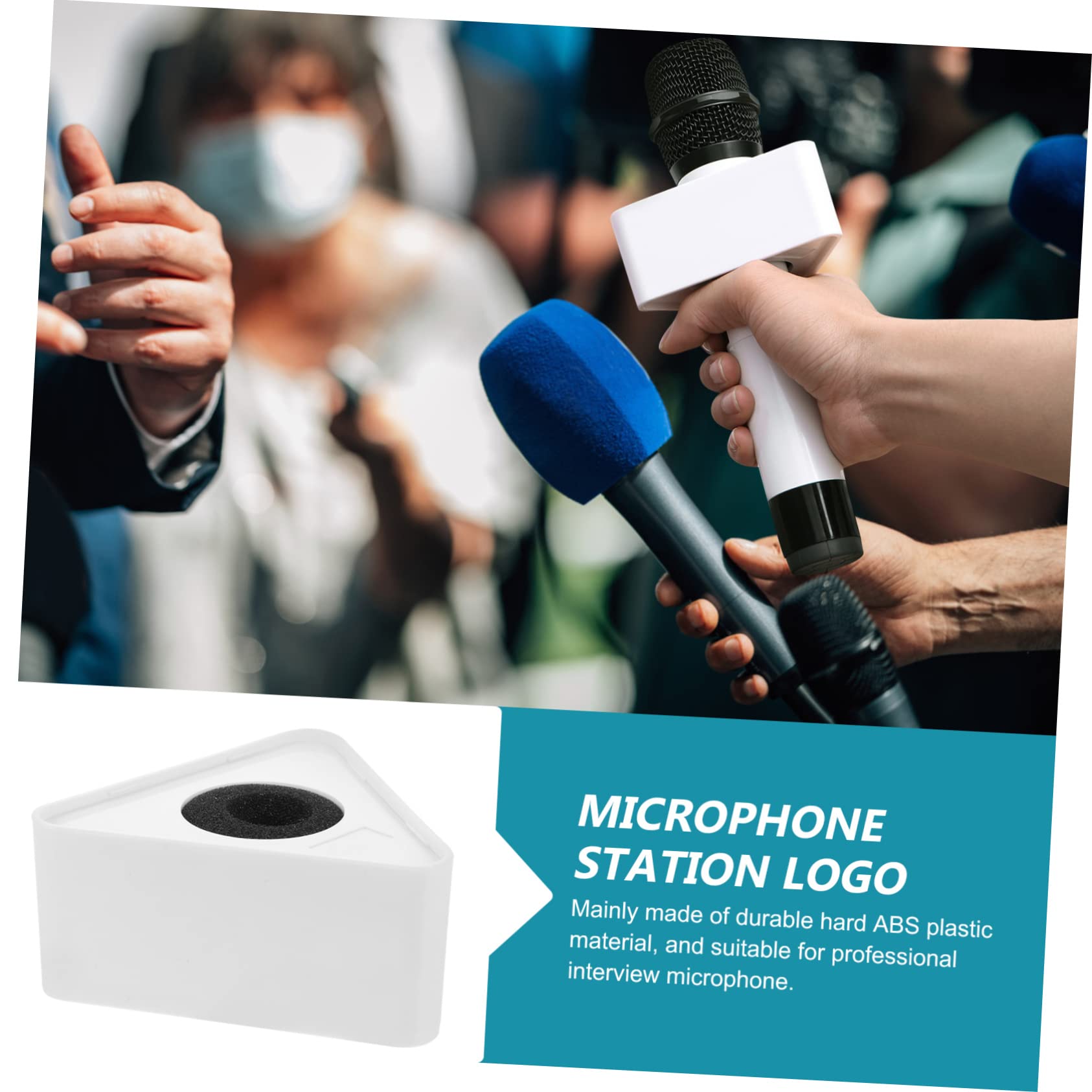 VICASKY 10piezas Micrófono Portátil De Abs Para Entrevistas De Bandera De Logo Personalizable Accesorio Para Micrófonos Profesionales Color