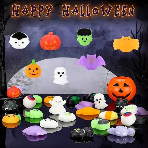 Miniatura 2 de 72 juguetes para apretar, juguetes para ansiedad de personajes a granel, calabaza, fantasma, para adolescentes y adultos, recuerdos de fiesta de