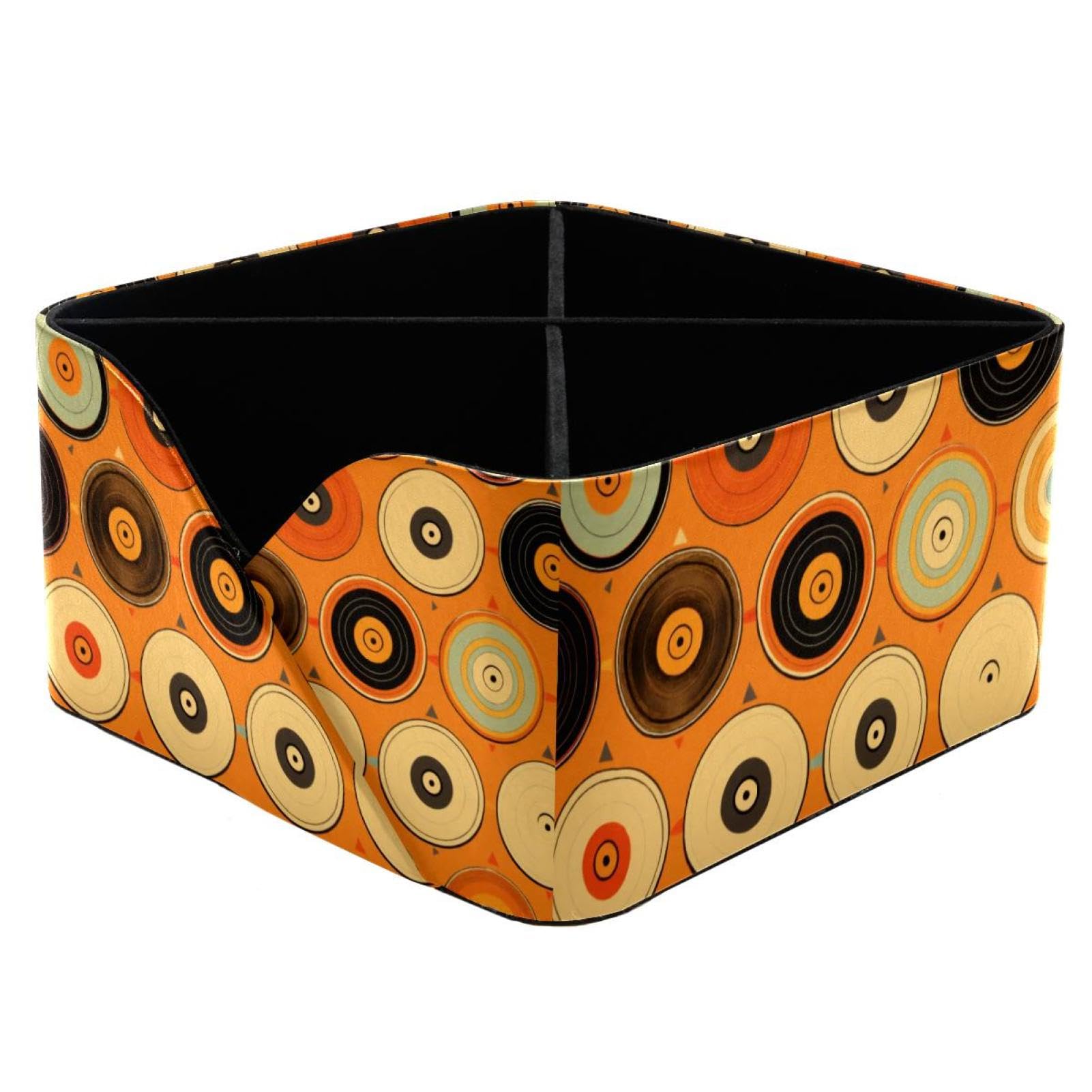 Organiseur de bureau pour papeterie et cosmétiques au motif disques orange