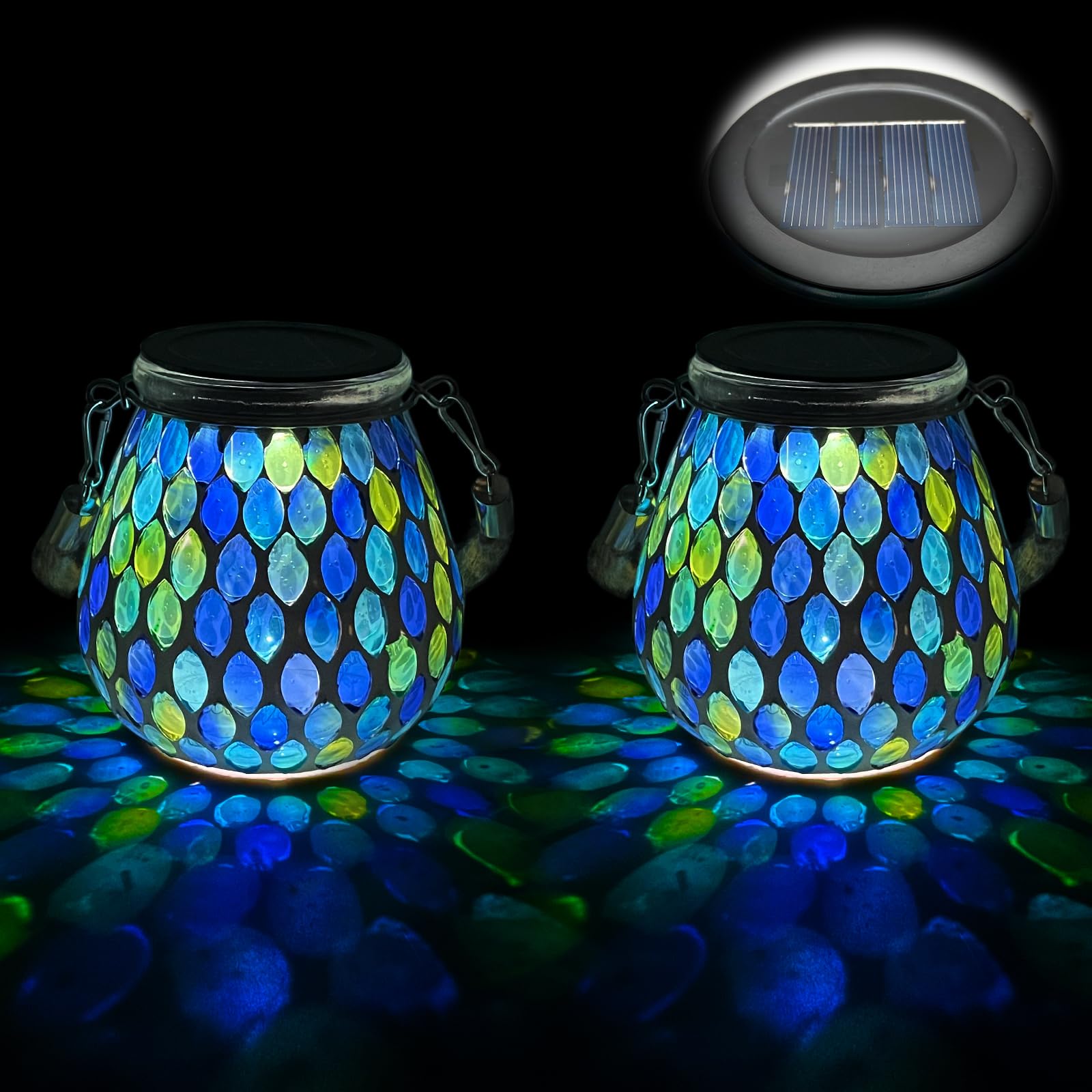TOTHDATE 2PCS Oval Mosaic Solar Lights Outdoor Garden