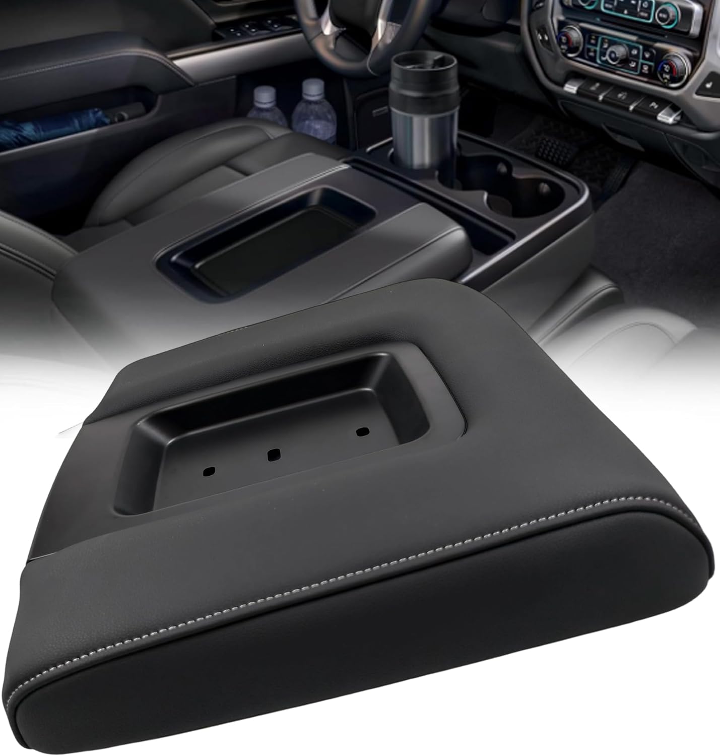 Center Console Lid Replacement Kit Compatible with Cadillac Chevy GMC Vehicle 2014-2020 Silverado Suburban Tahoe, Sierra Yukon XL, Escalade,Black