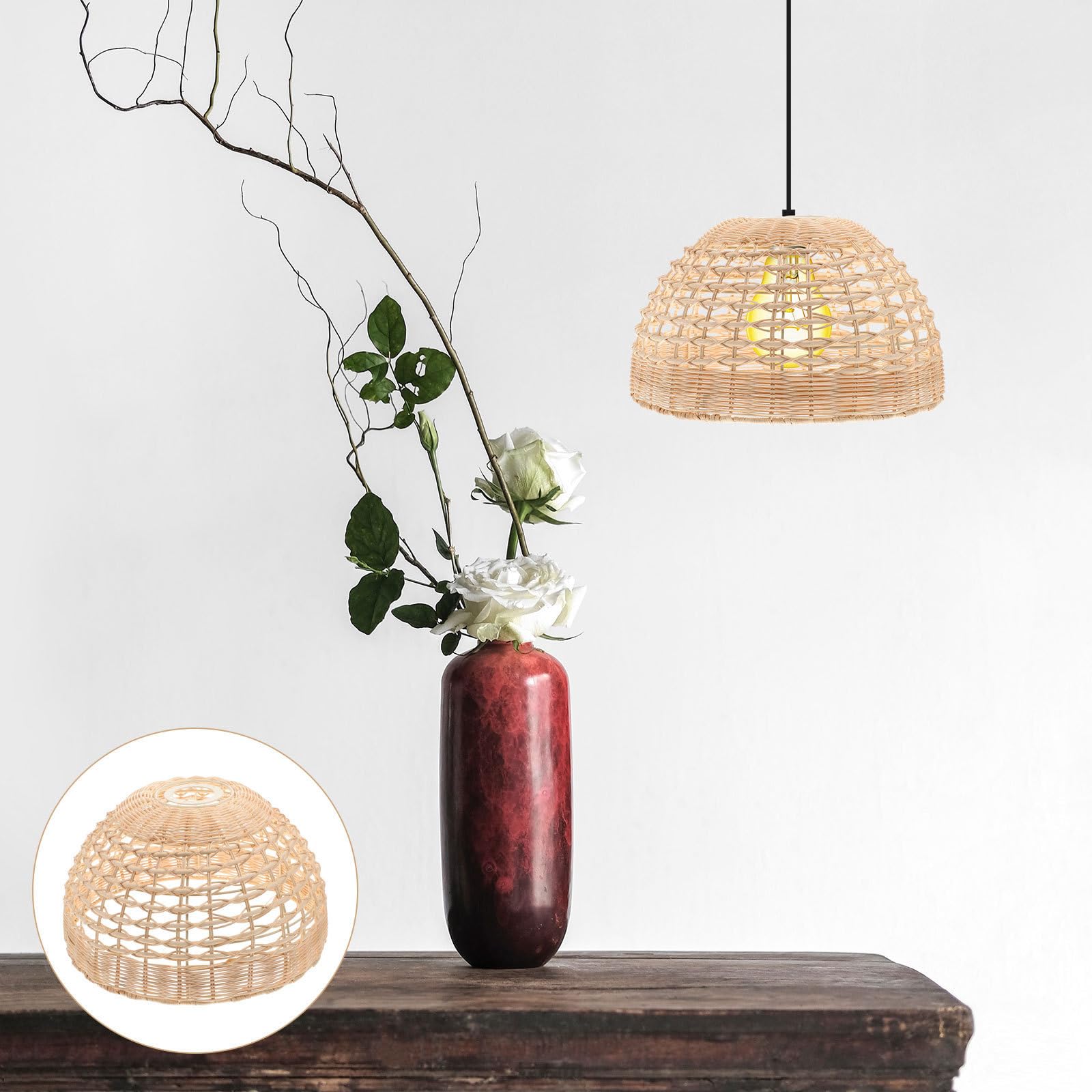 Paralume per Lampada in Rattan Moderno Intrecciato, Morbido Diffusore di Luce e Protezione Lampade, per Decorazioni Natalizie e Arredamento Casa