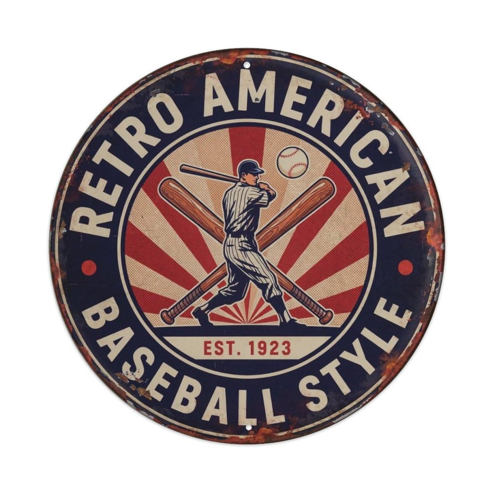 Retro American Baseball Style. Metal Tin Sign Plaque