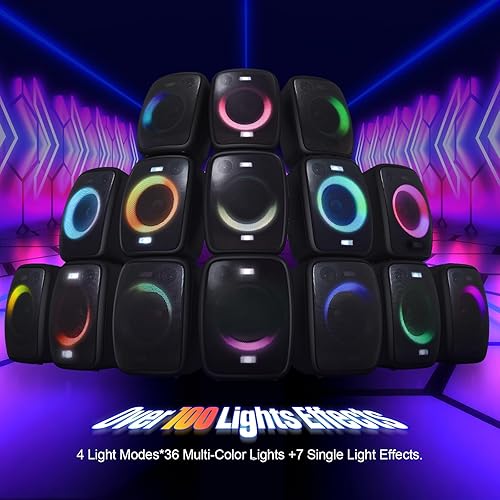 Miniatura 4 de DOSS PartyBoom - Altavoz Bluetooth fuerte con sonido estéreo de 60 W, sistema de 2.1 canales, graves intensos, espectáculo de luces, diseño a prueba