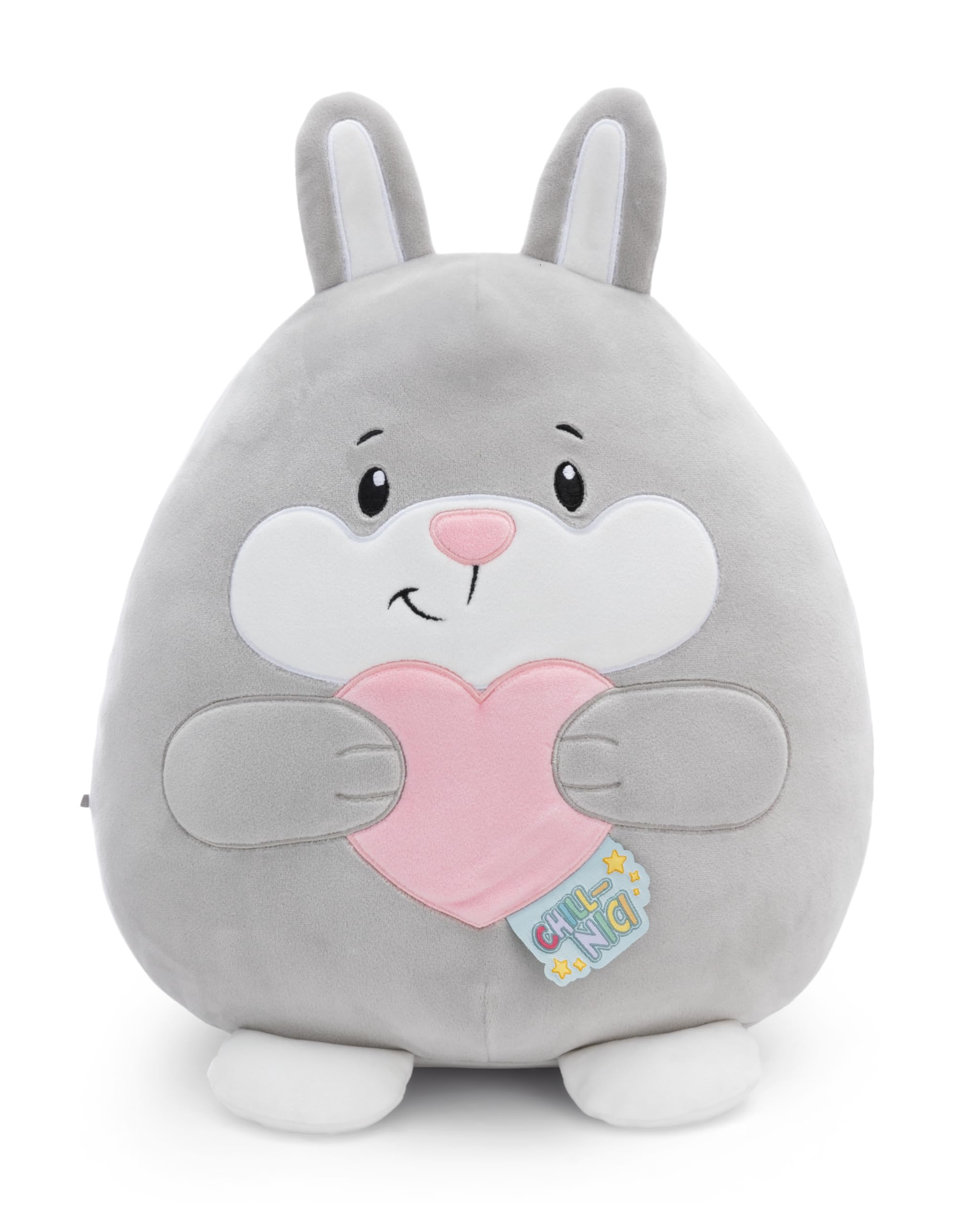 NICI soft toy Chill-NICI rabbit with heart 30cm grey - Cuddly cute plush to snuggle and play with, for children & adults, great gift idea - 61404