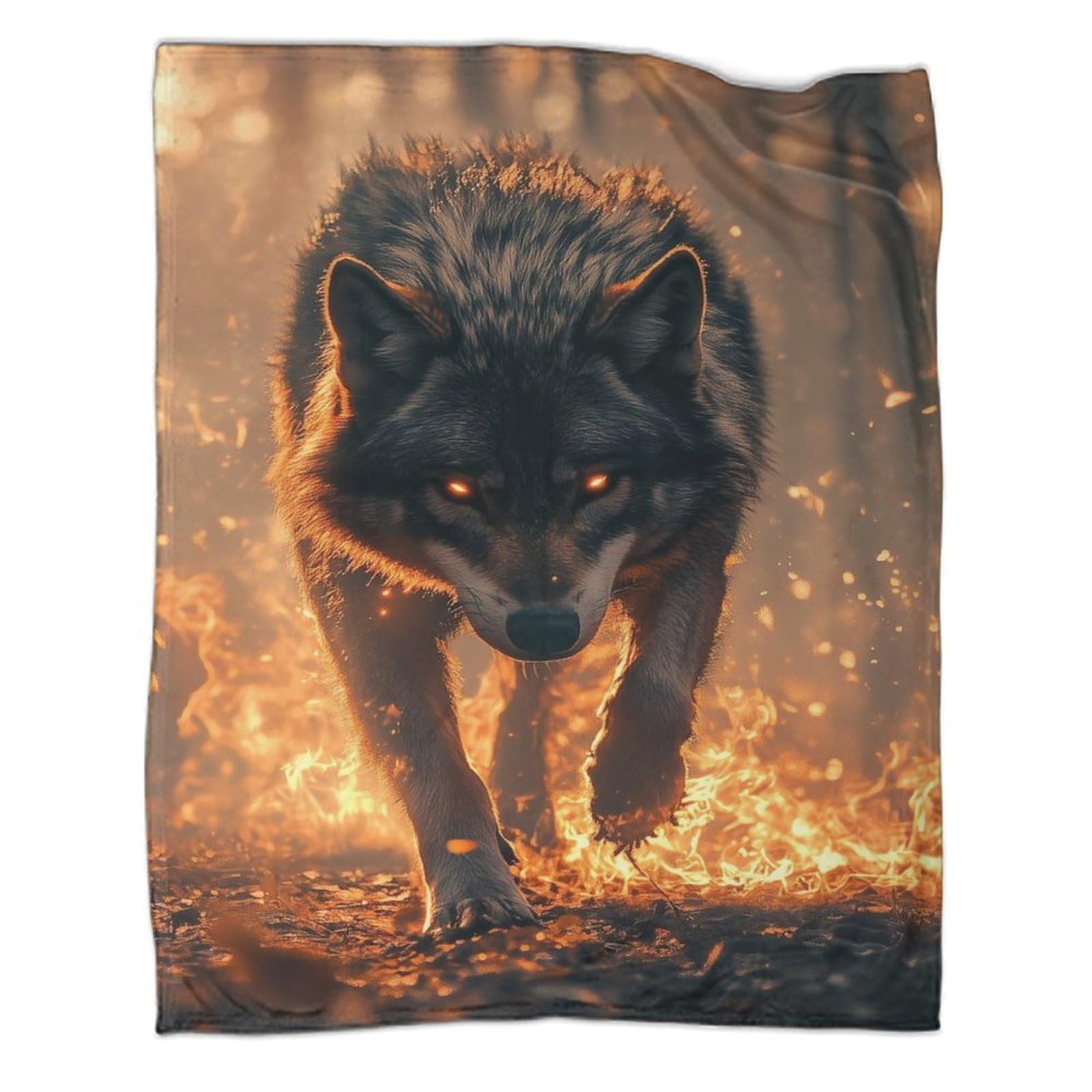 Couverture polaire loup en flanelle haut de gamme au toucher velours ultra doux