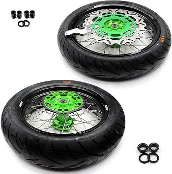 KKE 3.5/4.25 Supermoto Wheels CST Tyres Fit for KAWASAKI KX250F 2006-2019/ KX450F 2006-2018 Complete Disc set