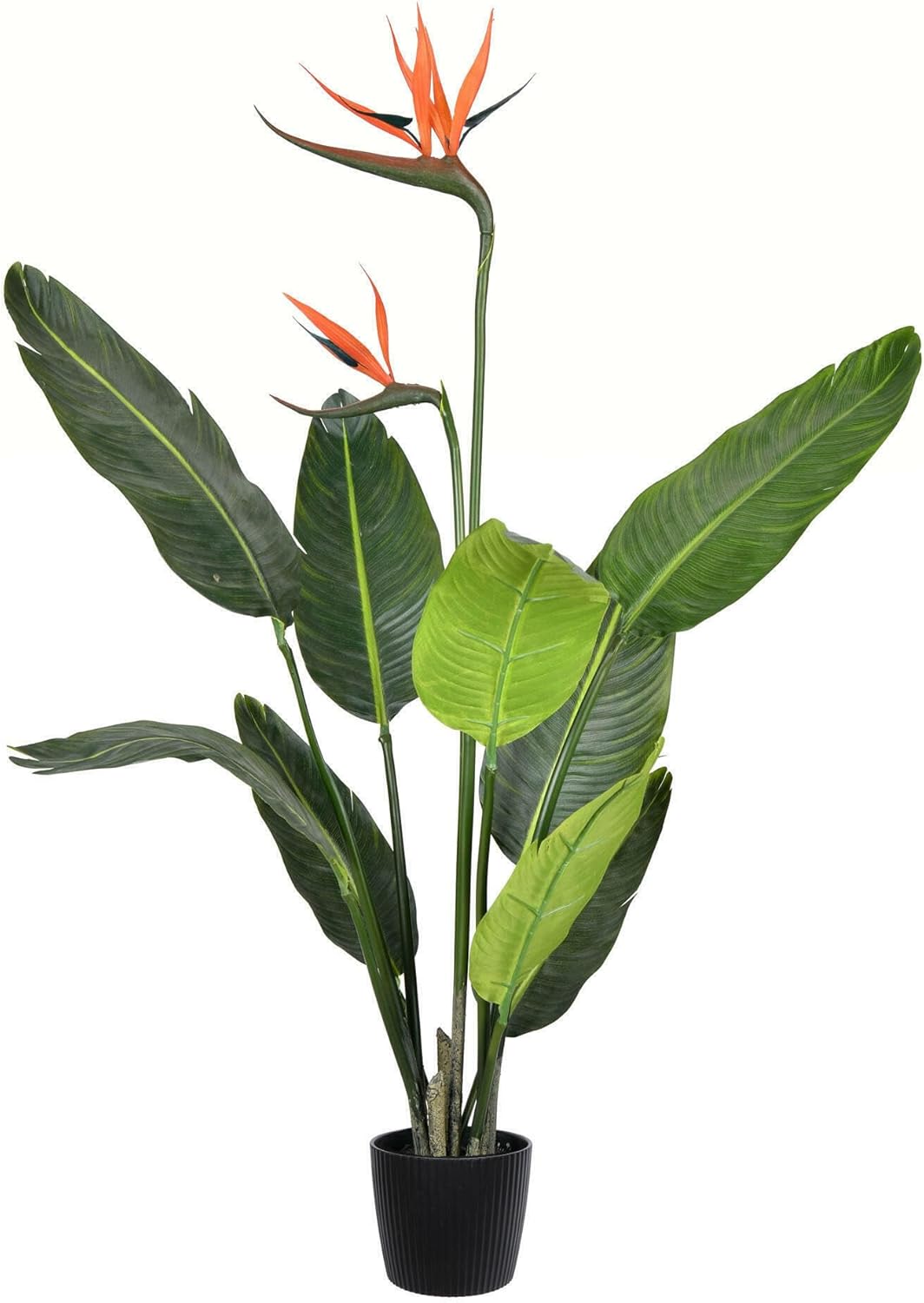 Vickerman Everyday 5' Artificial Potted Bird of Paradise Tree with 14 Leaves and 4 Beautiful Flowers - Lifelike Home Or Office Decor - Premium Faux Potted Tree - Maintenance Free Tree