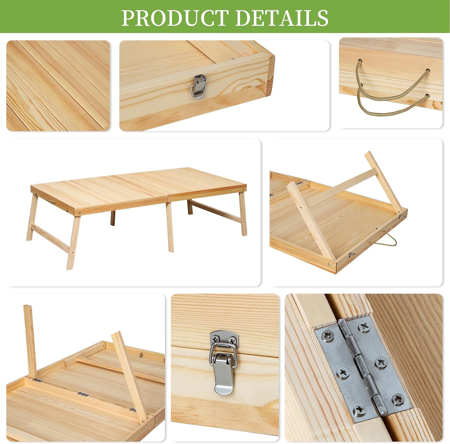 Foldable Boho Wooden Picnic Table, No Assembly Required Portable Outdoor Indoor Low Picnic Table for Floor Seating, Beach, Camping, BBQ, Backyard, 60" x 30", Seats 6–8 People