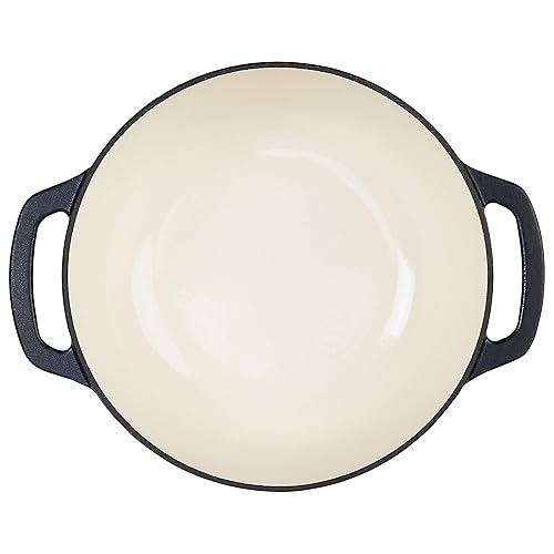 Vista 63 de Horno holandés cubierto de hierro fundido esmaltado Yaxa Basics, 6 cuartos de galón, color azul marino.