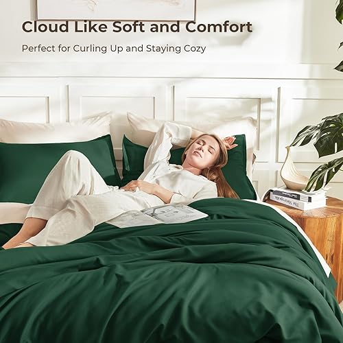 Miniatura 105 de Litanika - Juego de edredón de tamaño queen extragrande, 3 piezas, color verde salvia, ligero, unicolor, para todas las estaciones, esponjoso Verde