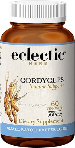 Eclectic Herb - Cápsulas Cordyceps  Apoyo inmunológico  Suplemento de hongos para resistencia y energía  Cultivado en Estados Unidos, orgánico,