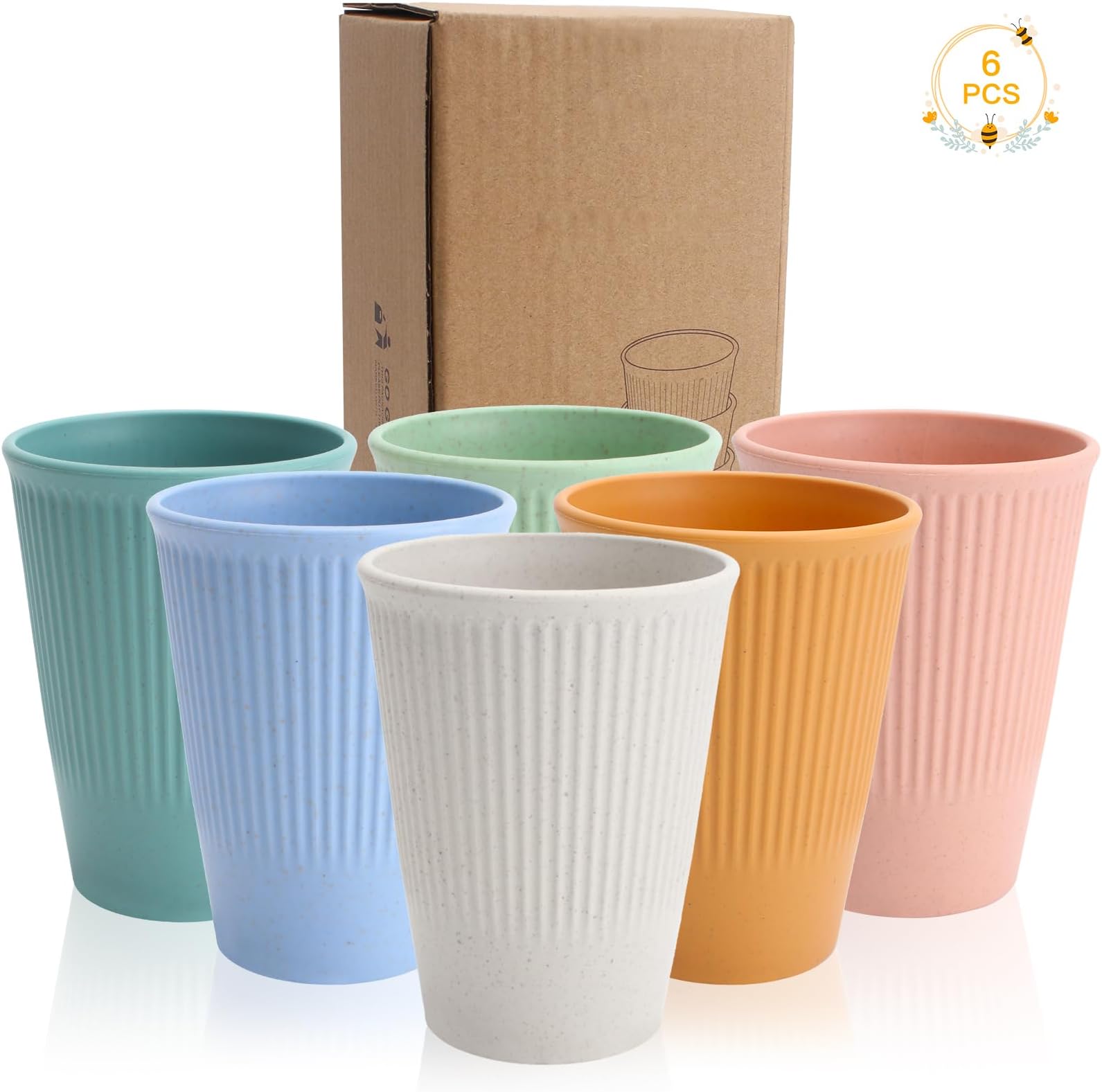 6 Pieces Unbreakable Drinking Cups, 350 ML Plastic Drinking Cups Reusable Tumbler Cup Microwave and Dishwasher Safe Hot Drink Cups for Water Juice Milk (6 Colors)