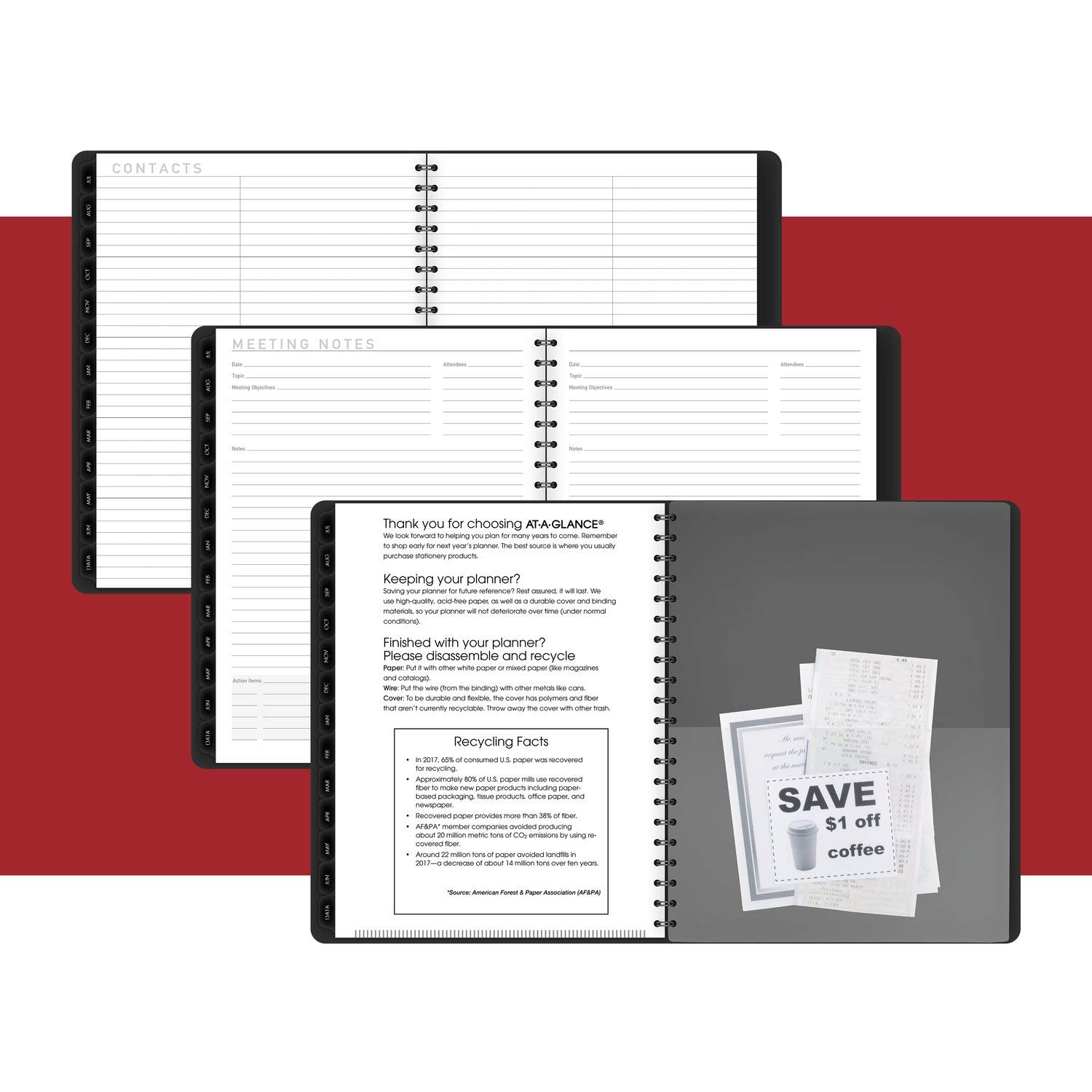 Agenda Academic 2021-2022, AT-A-GLANCE settimanale e mensile, 20,2 x 27,9 cm, grande, per scuola, insegnanti, studenti, Contempo, grafite (70957 x 45)