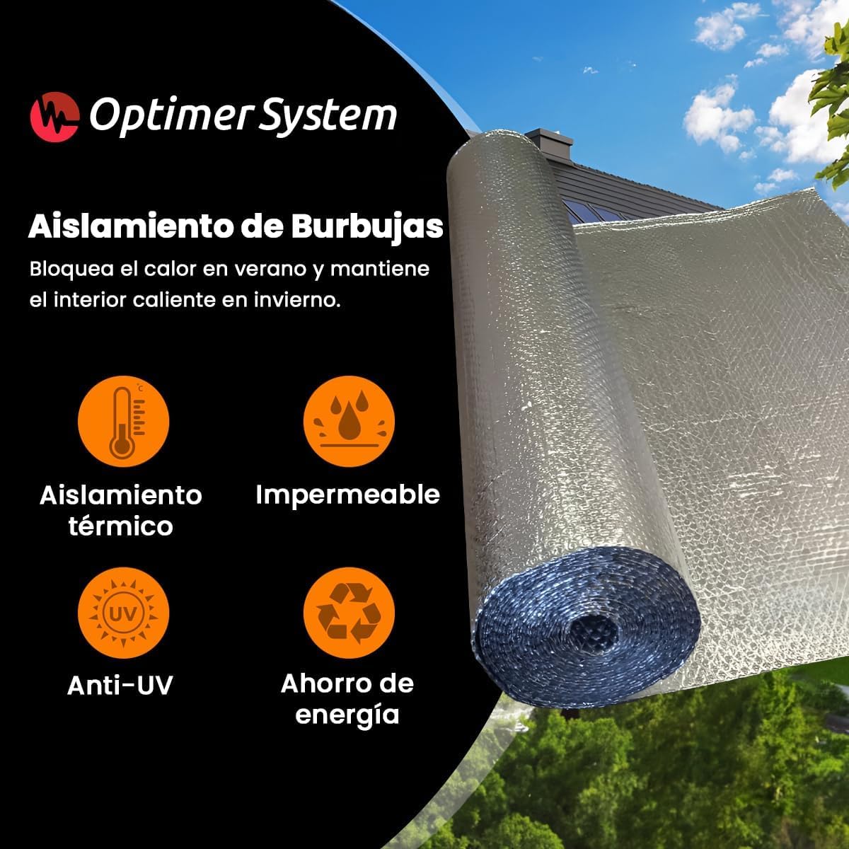 AISLANTE TERMICO MULTIUSOS PREMIUM| Reduce el Frio y el Calor | Rollo Aislante Termico para Ventana, Pared, Suelo, Techo, Coche, Garaje,Camper (7.5x1.20m | 9m² sin cintas)