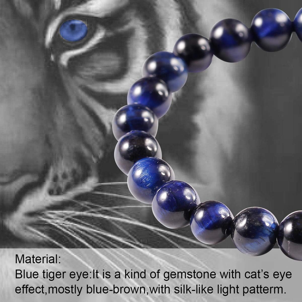 Natural Tiger Eye Bracelet for Men and Women Elastic Gemstone Natural Stone Beads 12mm Stretch Unisex
