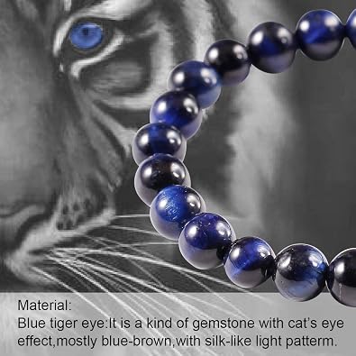 Natural Tiger Eye Bracelet for Men and Women Elastic Gemstone Natural Stone Beads 12mm Stretch Unisex