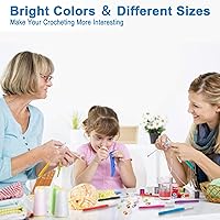 Vista 6 de Vodiye Juego de 23 ganchos de ganchillo, mango ergonómico para manos artríticas, agujas de ganchillo cómodas y suaves, agujas de tejer extralargas