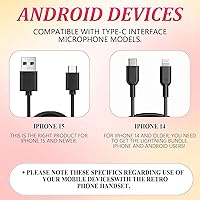 Vista 5 de Auricular retro para teléfono fijo para iPhone y Android, receptor de teléfono celular con micrófono y altavoz, auricular retro para teléfono fijo