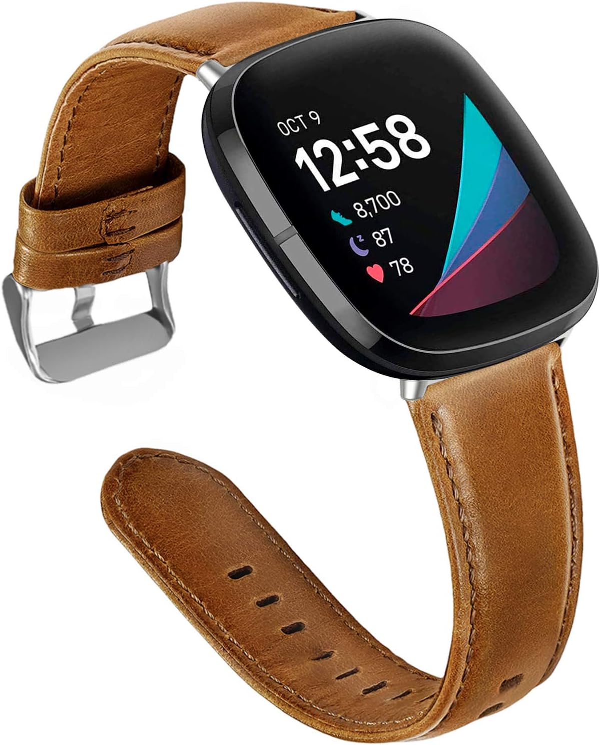 Aladrs Leather Watch Strap Compatible for Fitbit Sense/Versa 3 Smartwatch Bands, Replacement Wristband for Fitbit Versa 3 / Sense Watches