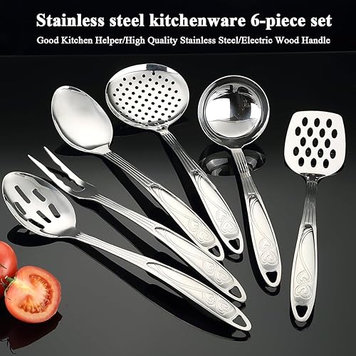 Miniatura 3 de Berglander Juego de utensilios de cocina de acero inoxidable, 6 piezas, juegos de utensilios de cocina, utensilios de cocina esenciales incluyen
