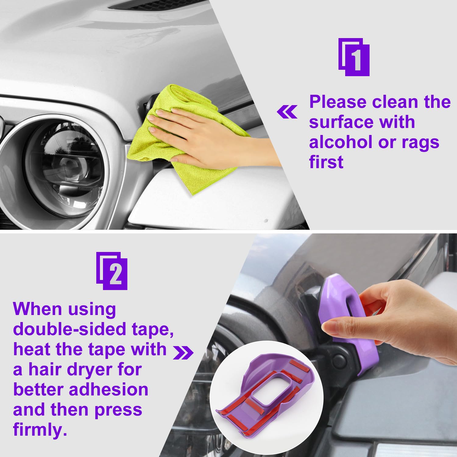 Zekrom Purple Hood Latch Covers For Jeep Wrangler JL & Gladiator JT 2018-2024 - ABS Decorative Protection