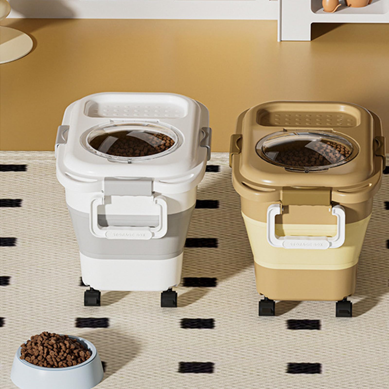 Secchio per Riso capacità, salvaspazio, per Cereali da Cucina, da appoggio, Antipolvere, per Alimenti, con Coperchio, a Prova umidità, per Cereali
