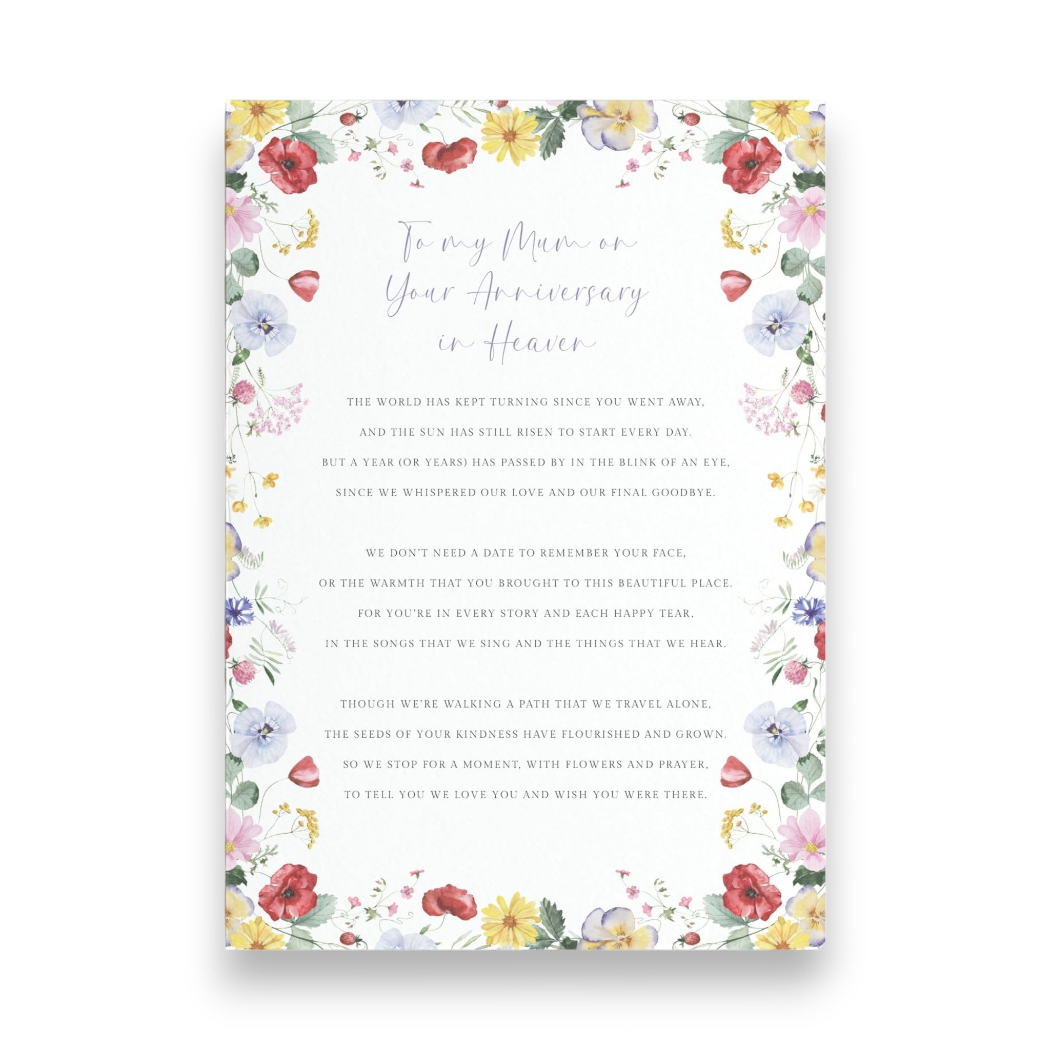 Waterproof Plastic Memorial Cards Mum Anniversary Personalised, Laminated Mum Anniversary Graveside Card with Stand, WITH HOLDER STAKE