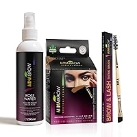 Vista 30 de MINA iBrow Kit de Color de Henna Profesional para Cabello con Paquete Combinado de Pincel Cubre Cabello Canoso - Dura hasta 6 semanas Sin Rubio