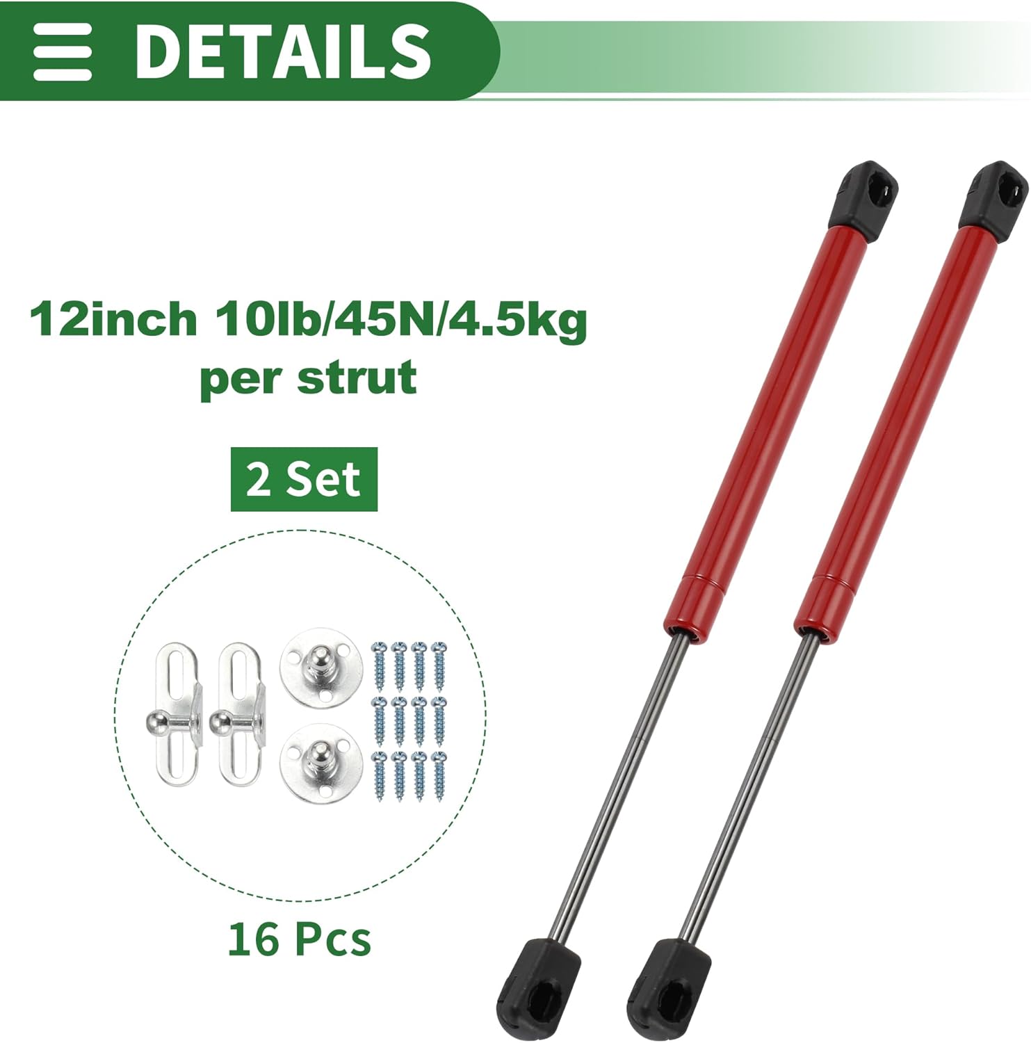 Motoforti Universal Lift Supports Struts Lift Support Shock 12inch/305mm 10lb/45N/4.5kg Red