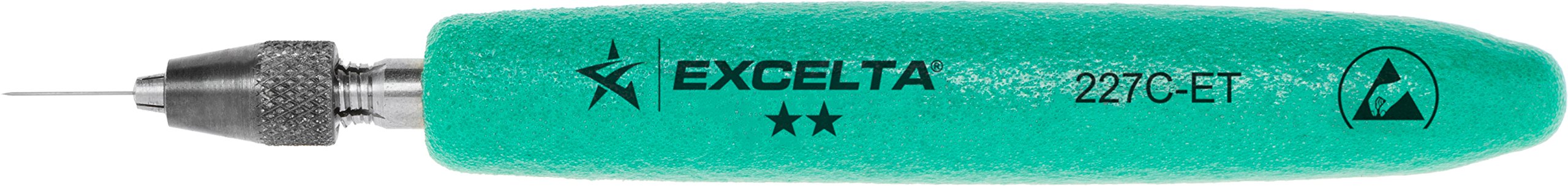 Excelta227C-ET - Pin Vise - Straight - Two Star - Brass - Ergo Handle - 0 - .015" (0 - .38mm), 0.3" Height, 0.3" Wide, 4.5" Length