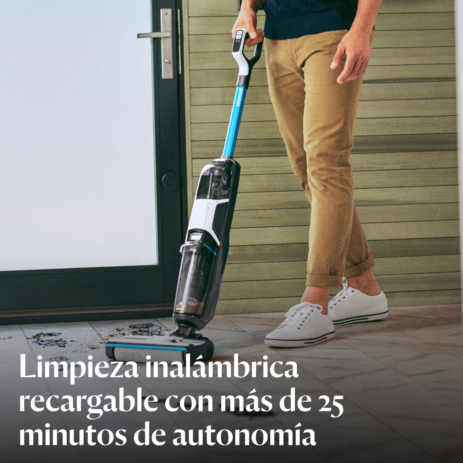 Bissell CrossWave HF3 Aspiradora Sin Cable 3598N | Aspiradora fregona en seco y húmedo, escoba vertical ligera, 25 minutos de autonomía, solo para suelos duros