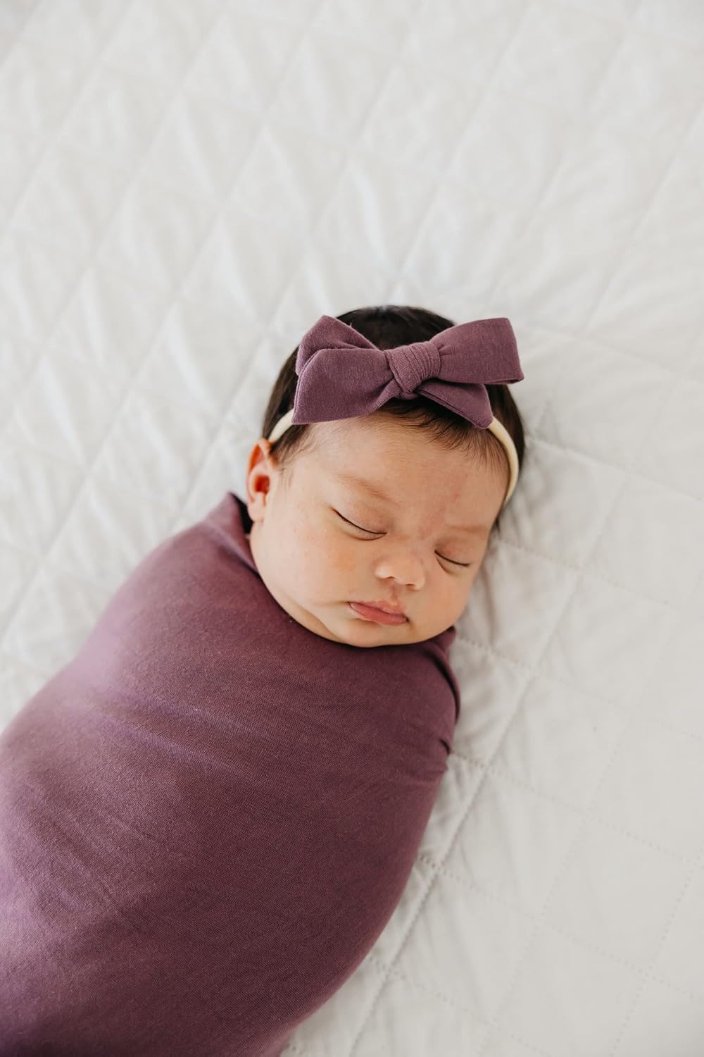Copper Pearl Baby Bows Headbands for Baby Girls – Newborn Headband Bows, Infant Hair Bows for Baby Girl, Nylon Baby Girl Bows & Headbands, Plum image 4