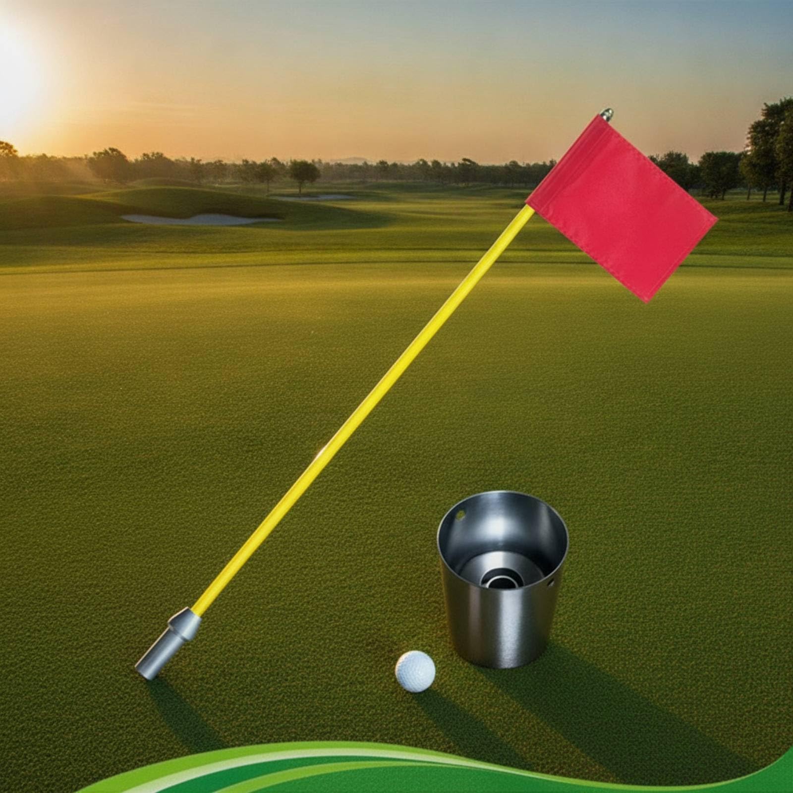 Golf-Flaggenstange mit Edelstahlbecher rostgeschützt Golf-Fahnenstange mit Lochbecher kompakt Golfzubehör für Garten, Weiß, 85cm Weißer Schaft, Weiße Flagge, Edelstahl-Lochbecher